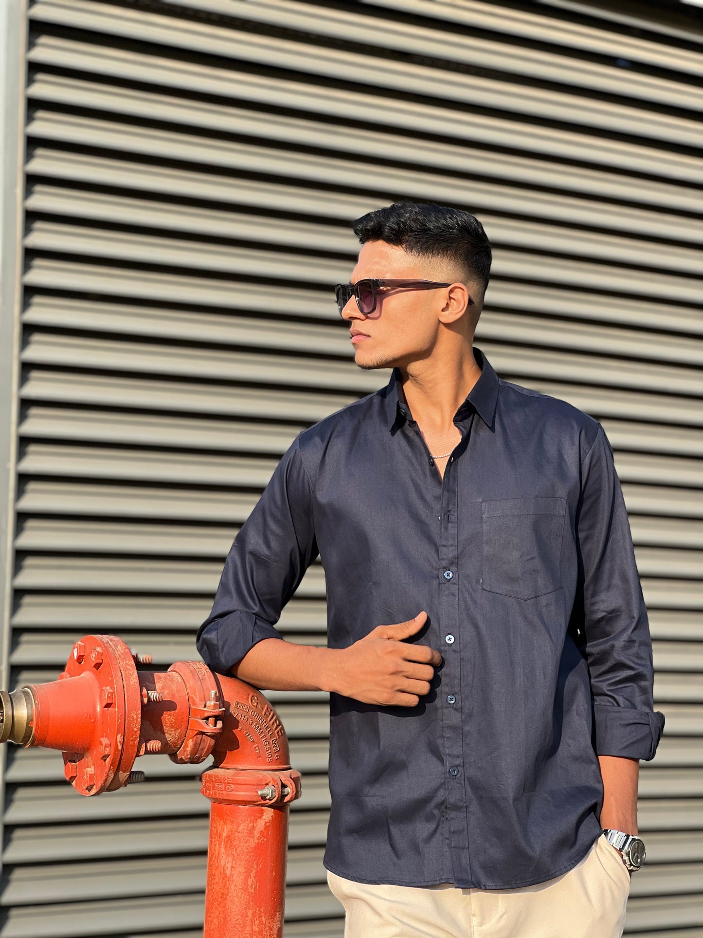 Midnight blue formal shirts