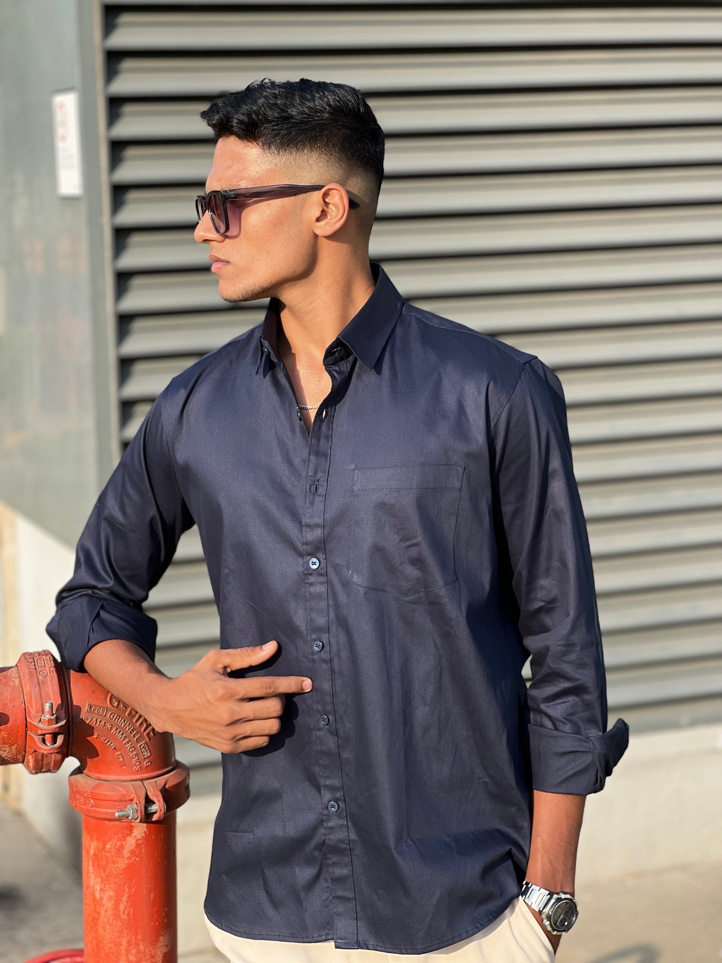 Midnight blue formal shirts
