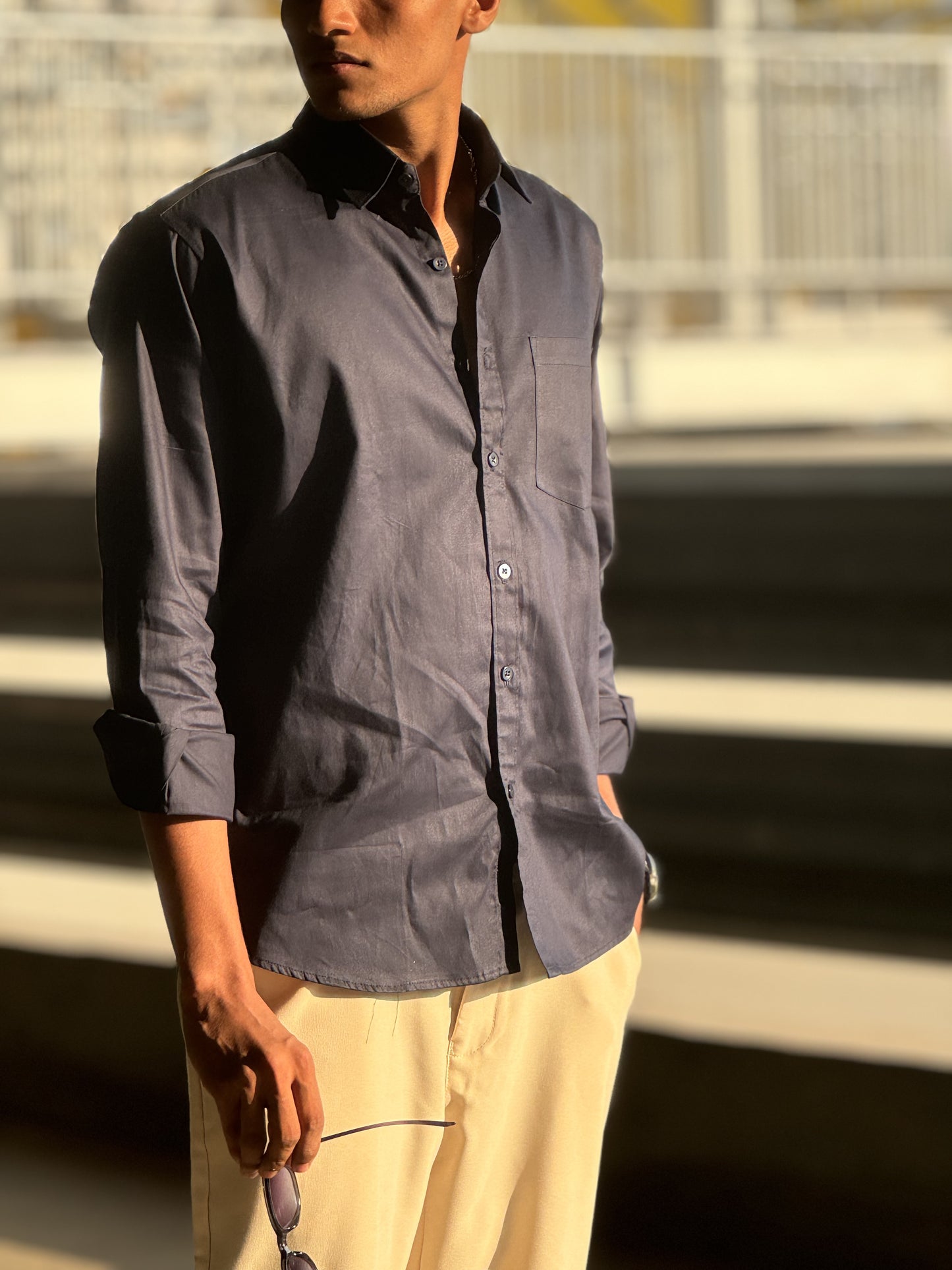 Midnight blue formal shirts